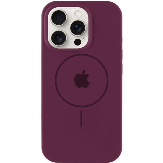 Чохол Silicone Case Full Protective (AA) with MagSafe для Apple iPhone 15 Pro (6.1") Бордовий / Plum