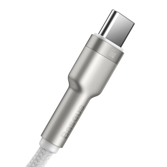 Дата кабель USB 3.1 AM to USB-C 2.0m 6.0A 66W Cafule Series Metal White Baseus (CAKF000202) | Зображення 8