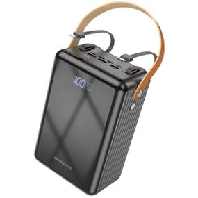 Power Bank BOROFONE з ліхтарем та проводами 80000мАч Чорний