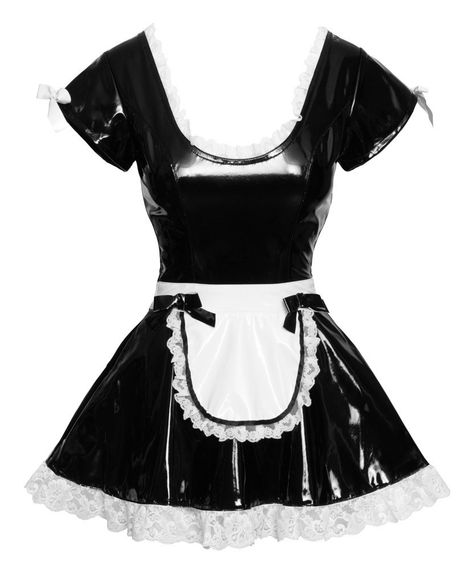 Костюм покоївки Black Level Vinyl Maid's Dress з вінілу, чорно-білий, M Sex Aura | Зображення 3