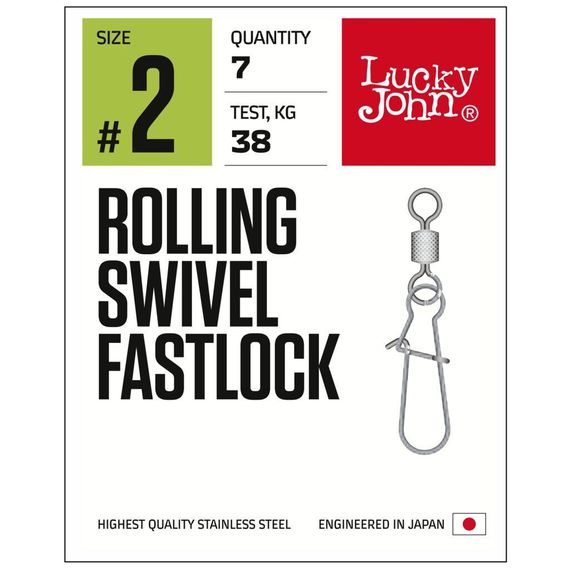 Вертлюги c застеж. LJ Лаки Джон Pro Series ROLLING SWIVEL FASTLOCK 002 7шт.