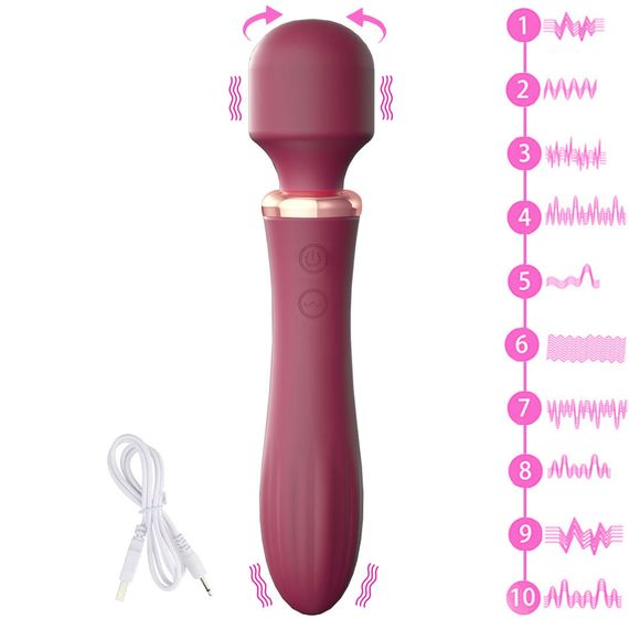 Вібратор двосторонній Babydoll Універсальний. Бордовий B2115-2