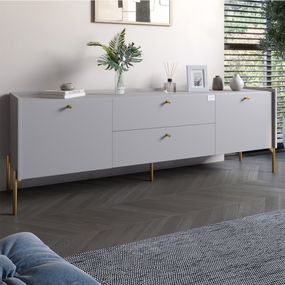 Тумба під телевізор з шухлядами LION Wood з золотими ніжками 180х50х40 см Кашемір (LION-043117)