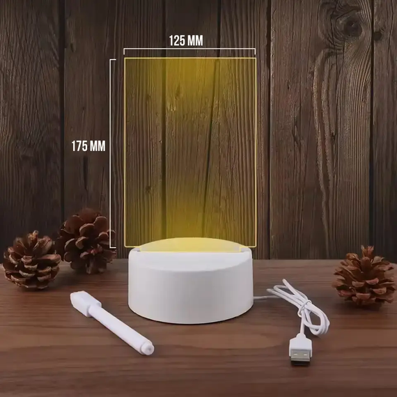 Нічник-дошка акрилова з підсвічуванням та маркером LAMP 3D USB 175×125×4 мм | Зображення 5