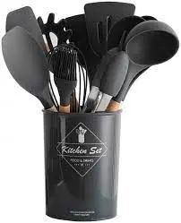 Набор кухонных принадлежностей силиконовый Kitchen Set  RB-2239 черный(12 предметов)