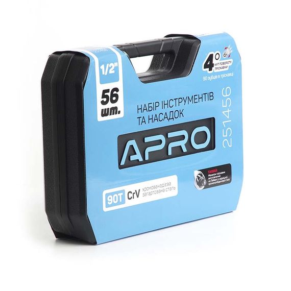 Набір насадок і інструментів CrV 1⁄2 (90Т) (56 шт.) APRO 2514561 | Зображення 4