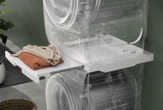 Комплект монтажний Electrolux для з'єднання пральної машини з сушильною машиною, висувна полиця, білий (E1WYHSK1) | Зображення 1