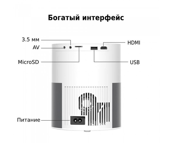Портативный проектор Full HD (1920*1080) XPRO PANOPLUS XR 3D (5000 lumen) с подключением к iOS и Android для офиса, домашнего кинотеатра + Аэромышь в комплекте (T9A_4999) | Зображення 6