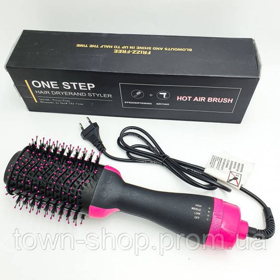 Фен Щетка расчёска 3в1 One step Hair Dryer 1000 Вт 3 режима выпрямитель для укладки волос стайлер с функцией | Зображення 3