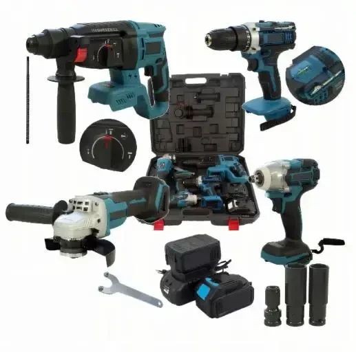 Набор 4в1 Шуруповер + Болгарка + Перфоратор + Гайковерт  2АКБ