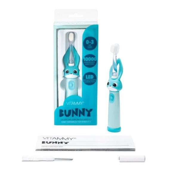 Електрична зубна щітка Vitammy Bunny Light Blue (від 0-3 років), блакитна | Зображення 1