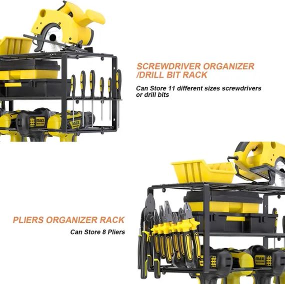 Металева настінна полиця – органайзер Urbankit для зберігання електроінструментів: шуруповерта, дриля, викруток, плоскогубців тощо. | Зображення 6