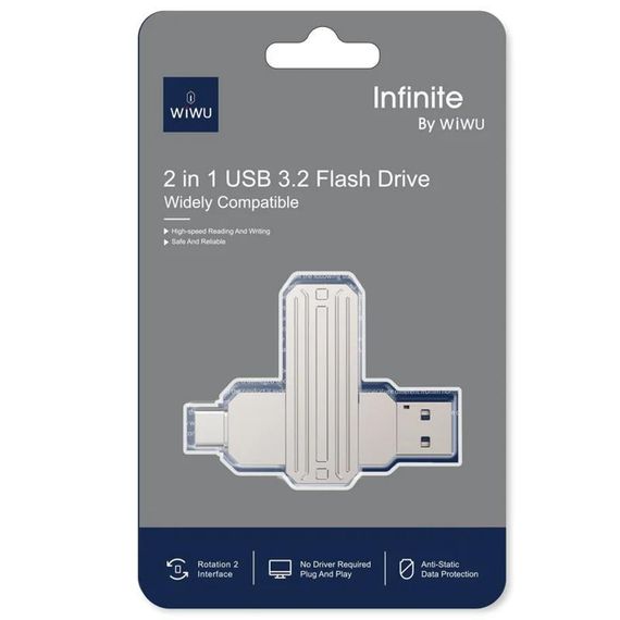 Флеш-накопитель WIWU WI-FD003 Infinite 2in1 Type-C USB 3.2 - 128 GB Silver | Зображення 4