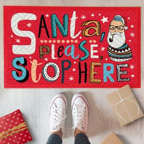 Коврик придверный с принтом Santa please stop here 45x75x0,4 см (KOV_20S023)