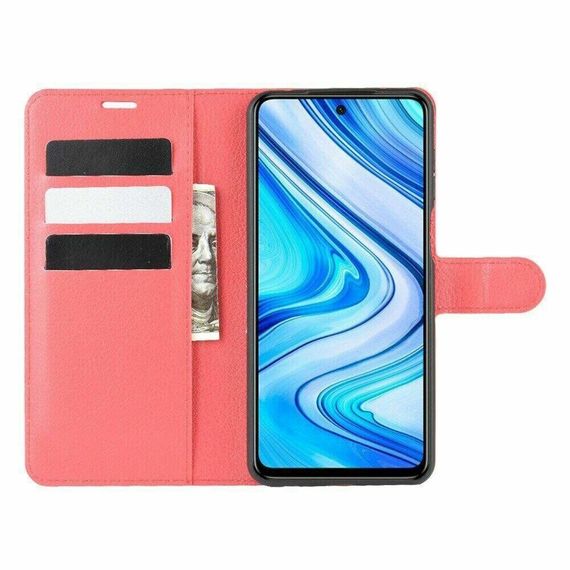 Чохол книжка з кишенями для карт на Xiaomi Redmi Note 9s / Note 9 Pro колір Червоний | Зображення 1
