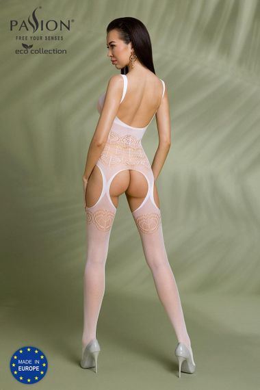 Бодістокінг Passion ECO BS005 white, щільний, відкритий доступ, імітація підв’язок sexstyle | Зображення 4