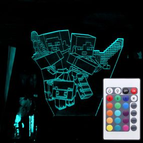 Акриловий світильник-нічник з пультом 16 кольорів Minecraft 2 tty-n001834