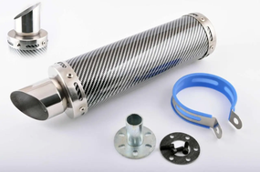 Глушник  мото тюнінг 300*90mm, кріп. Ø48mm нержавіюча сталь, карбон