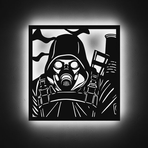 Панно декоративне картина на стіну Сталкер персонаж LED підсвітка 16 кольорів телефон 380х400 acr-p000275 | Зображення 5