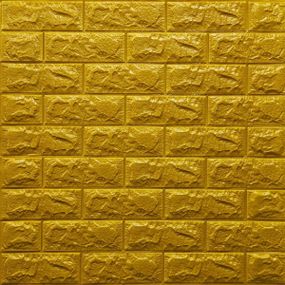 Декоративна 3D панель самоклейка під цеглу Золотий 700х770х7мм (011-7) SW-00000052
