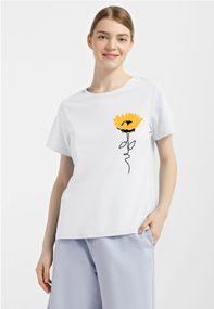 Футболка жіноча біла з принтом "Соняшник", S