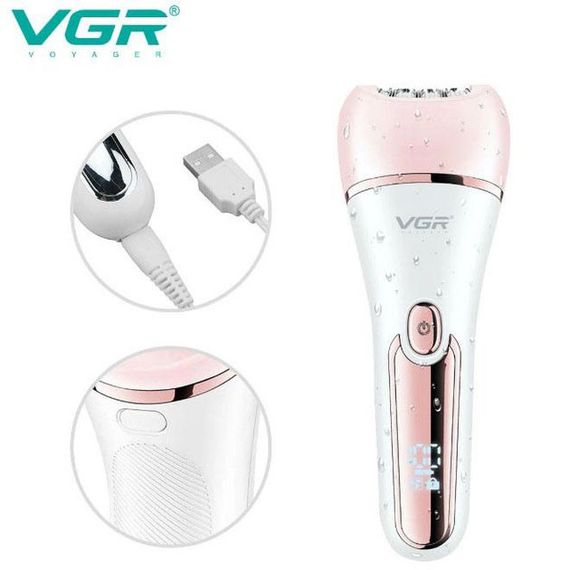 Епілятор для обличчя та тіла 6в1, від USB VGR V-733 / Жіночий епілятор для видалення волосся. Колір: рожевий | Зображення 1