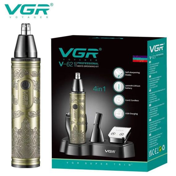 Тример VGR 4 в 1 V-621, Чоловічі електробритви для обличчя, Бритва для вологого видалення волосся.