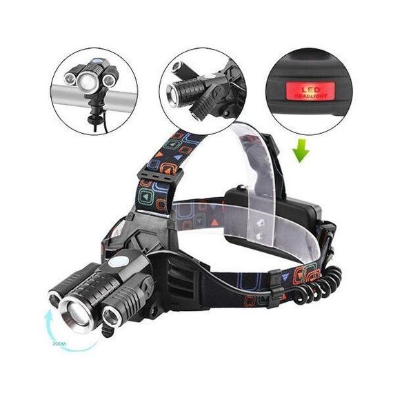 Налобний ліхтар для сто, Ліхтарик налобний потужний, Ліхтар акумуляторний для риболовлі FM-38 | Зображення 6