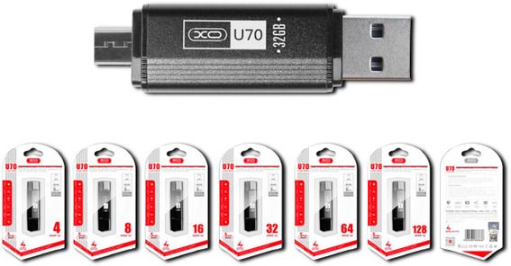 Флеш-пам'ять XO U70 USB 2.0 64ГБ чорна (MAW-44134_289)
