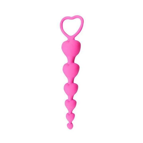 Анальний ланцюжок фігурний силіконовий HeartBeads 14,5 см Рожевий для стимуляції