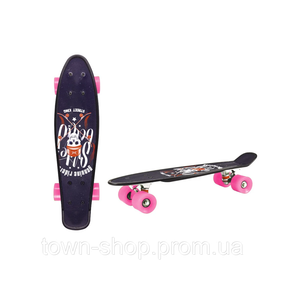Детский скейт, пенни борд 22" SC20402 (RL7T) Skull, PU колеса, дека 56*15 cm Розовый
