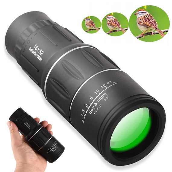 Мощный монокуляр с двойной фокусировкой 16x52, в чехле / Туристический монокуляр для охоты и рыбалки