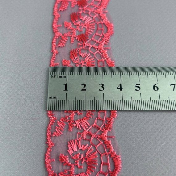 (9 метрів) Мереживо "Яблуко" Organza (ширина 4см) Кораловий | Зображення 1