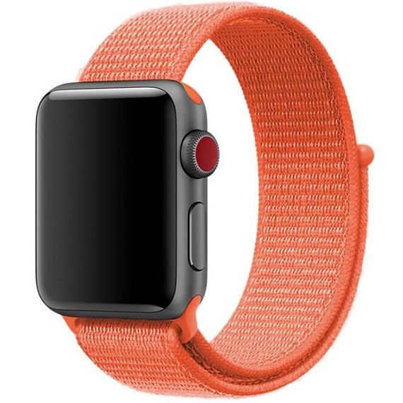 Ремешок Nylon для Apple watch 42mm/44mm/45mm/49mm Зелений/Pine green Жовтогарячий/Orange