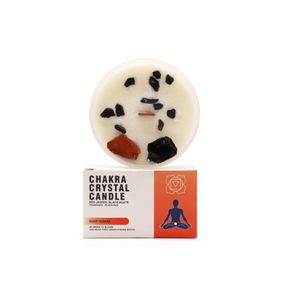 Свічка соєва з камінням Chakra Коренева Чакра дерев'яний гніт 175г 5056368333255