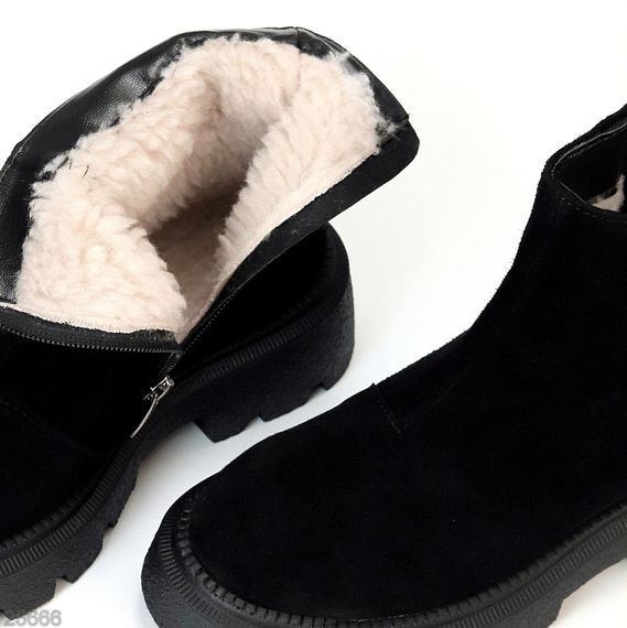 Шикарні зимові лаконічні чорні черевики натуральна замша | Зображення 4