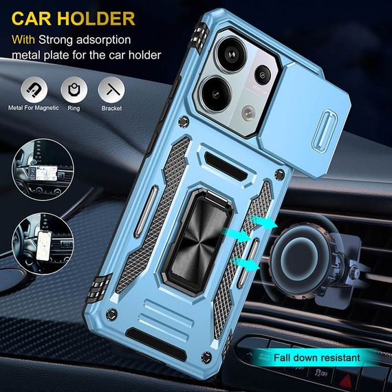 Ударопрочный чехол Camshield Army Ring для Xiaomi Poco X6 Pro Голубой / Light Blue | Зображення 4