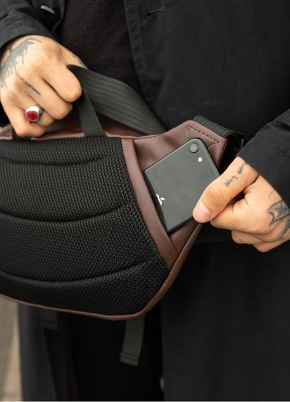 Большая мужская сумка бананка Sambag DynamicDart коричневая 38 × 21 × 7 см (80411020m) | Зображення 5