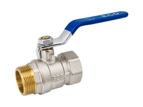 Кран кульовий 1/2" ЗВ нікель синя ручка ECO 16/160