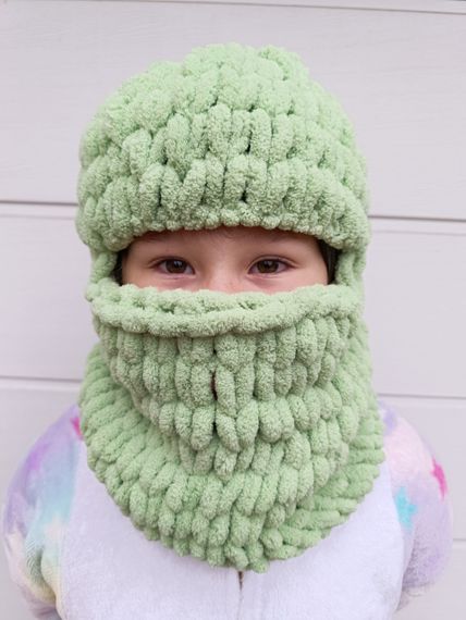 Зелена дитяча в'язана балаклава