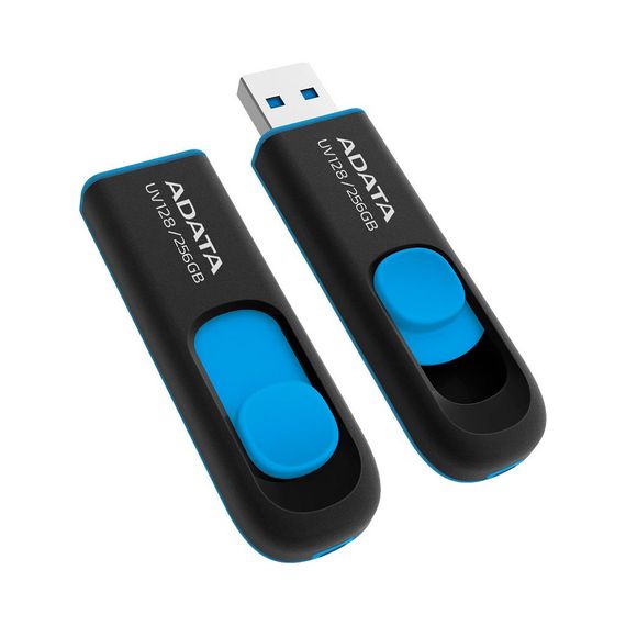 USB флеш накопичувач ADATA 256GB UV128 Black/Blue USB 3.2 (AUV128-256G-RBE) | Зображення 2
