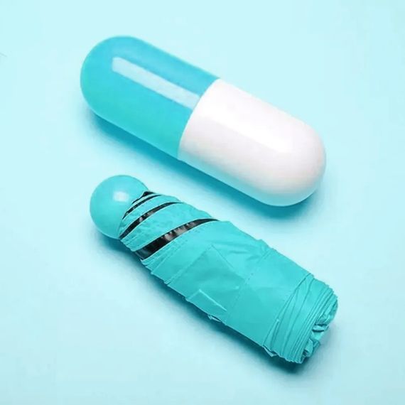 Компактный зонтик в капсуле-футляре Голубой, маленький зонт в капсуле. Цвет: голубой RW-83 | Зображення 5