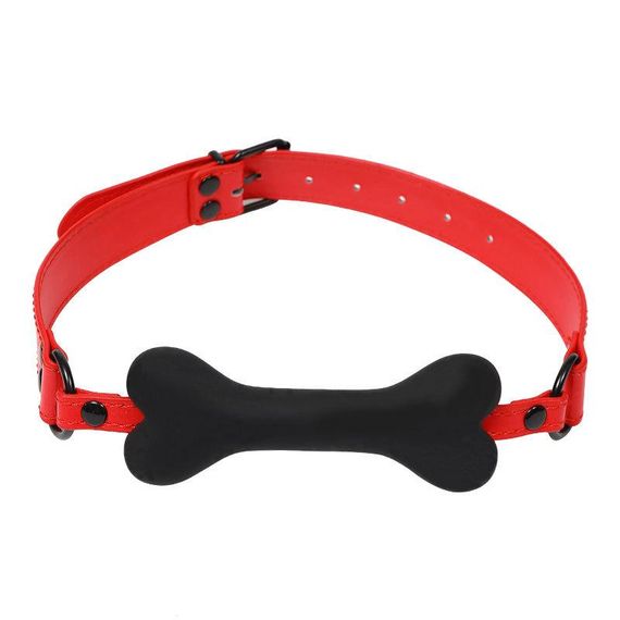 Кляп силиконовая косточка, цвет ремешка красный sexstyle