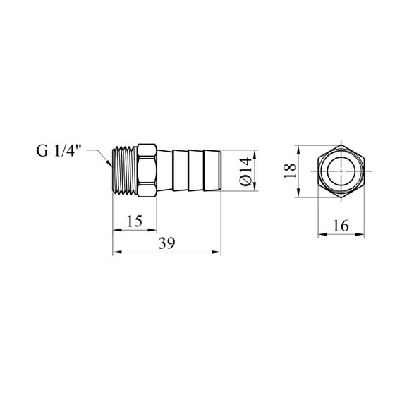 Штуцер LexLine 1/4" РЗ, D=14 мм латунный УК0001-4 | Зображення 1