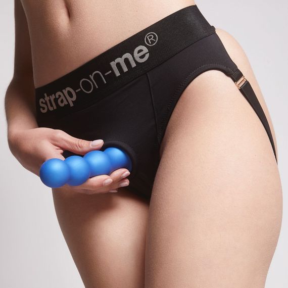 Насадка для страпона Strap-On-Me Dildo Plug Balls Blue Metallic XL | Зображення 4