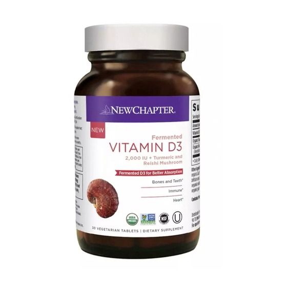 Вітамін D New Chapter Fermented Vitamin D3, 2000 IU + Turmenic And Reishi 30 Veg Tabs NC0355
