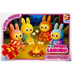 Детский пазл "Веселые Лабубу" LAB41 постер, 35 элементов