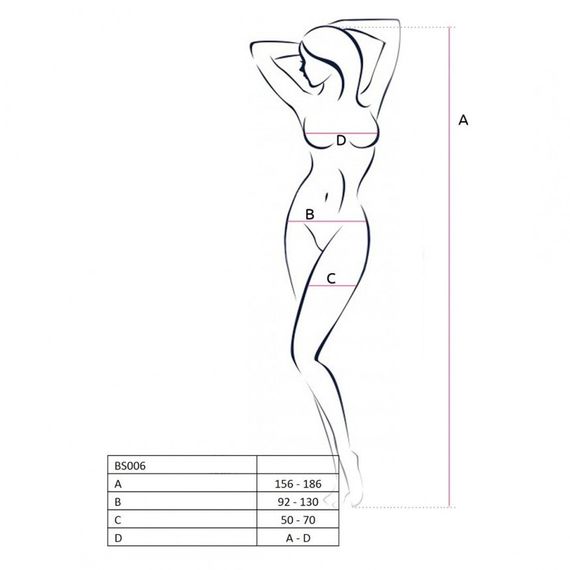 Бодістокінг Passion BS006 в дрібну сітку на тонких бретелях, чорний, S-L Sex Aura | Зображення 3