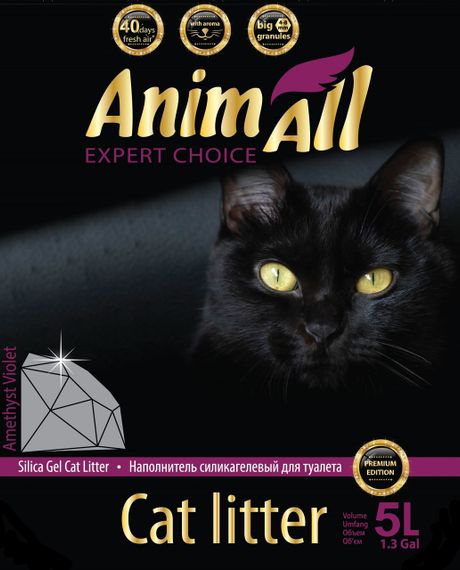 AnimAll Premium "фіолетовий аметист" сілікагелевой наповнювач для котячого туалету з приємним квітковим ароматом  15 л | Зображення 1