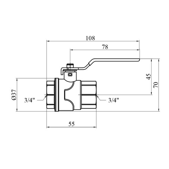 Кран кульовий WaGa 3/4" ВВ PN40 ручка, нікельований | Зображення 1